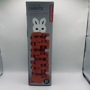 Kikkerland Stack the Carrots Game 55 wooden pieces bunny rabbit